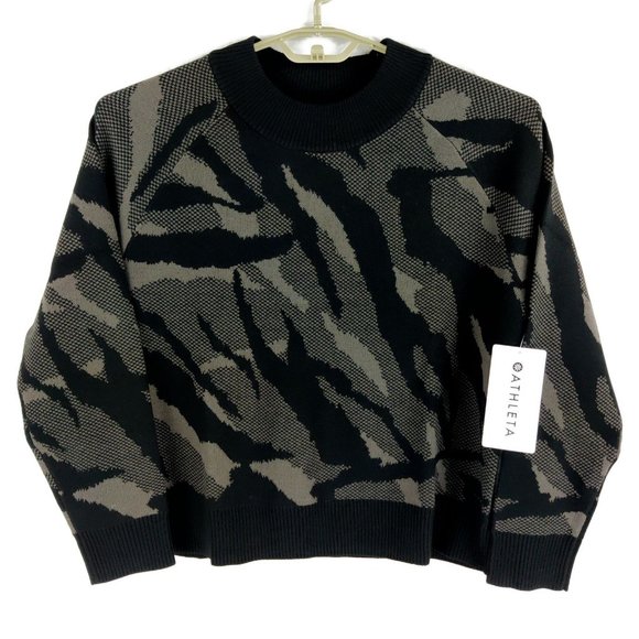 Athleta Sweaters - Athleta Jacquard Wool Blend Black & Brown Camo Sweater